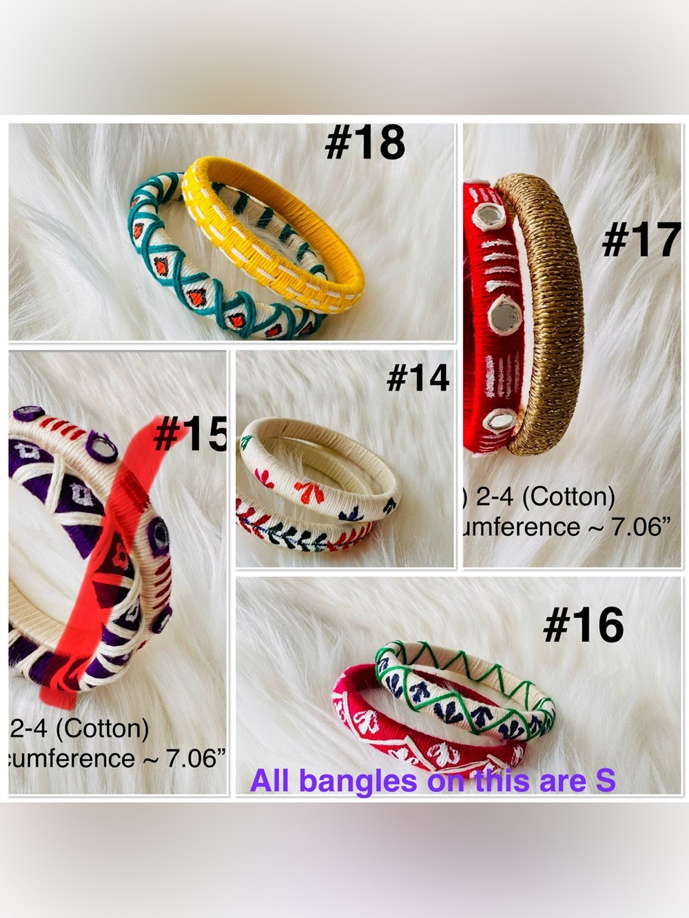 🎡🎡Handmade Silk or Cotton Wrapped Bangle Set of your choice in various sizes - Picture 9 of 16